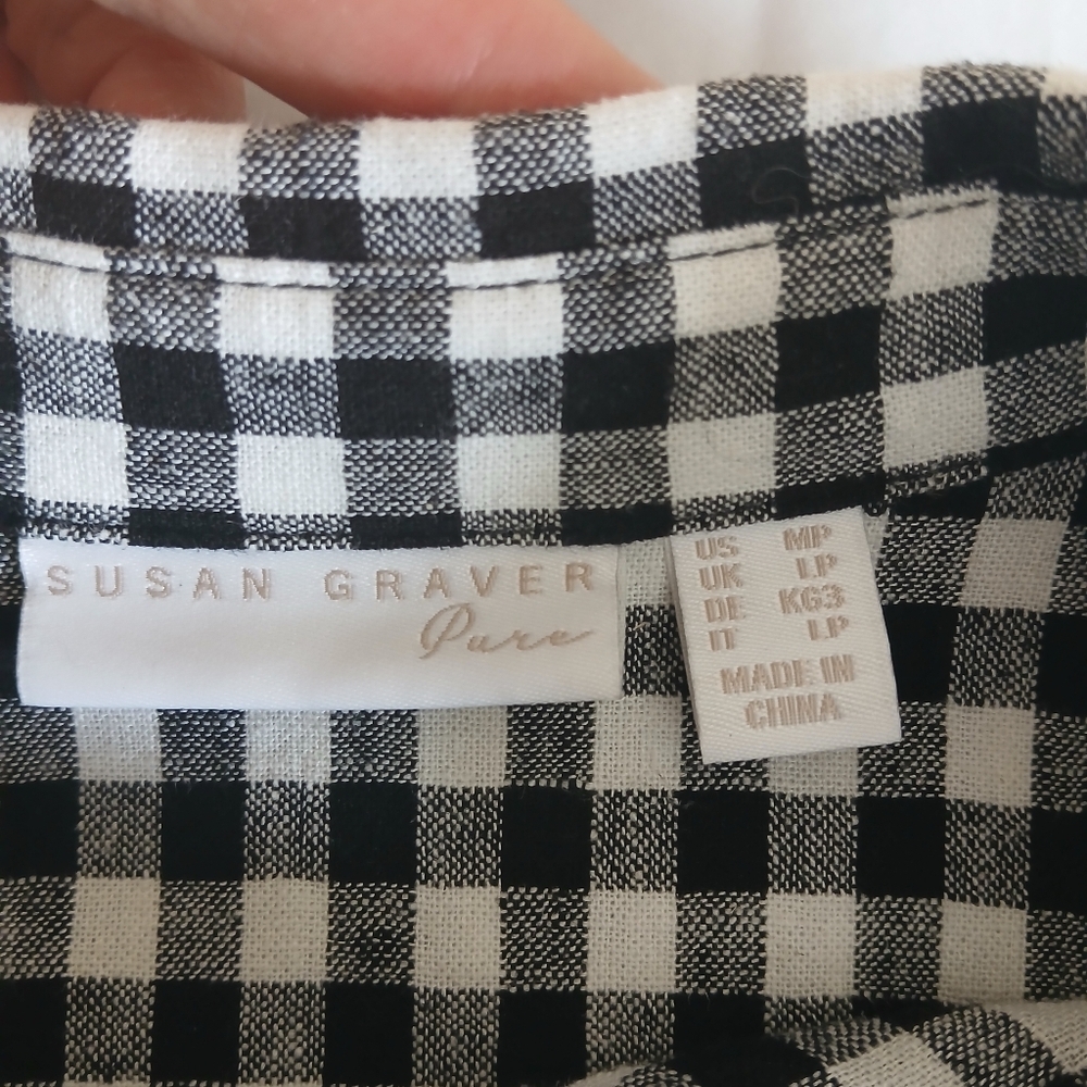Susan Graver Linen Blend Blouse Size Medium Petite - Picture 4 of 6